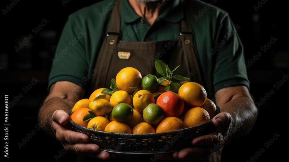 Image of hands holding out fruit.