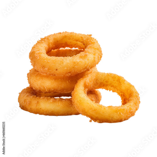 crispy fried onion rings isolated on white background, ai generated