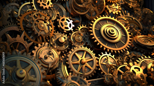 tech fantasy background made of gears made of different metals