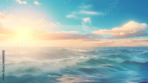 sea wave in pastel colors of sunset sky - summer background