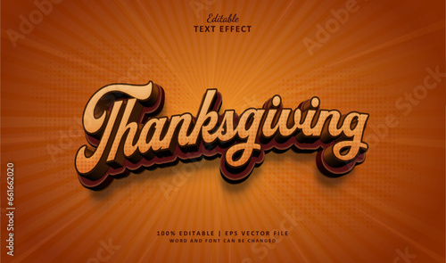 Tableau sur toile Thanksgiving Editable Text Effect Style 3d Style Autumn Season