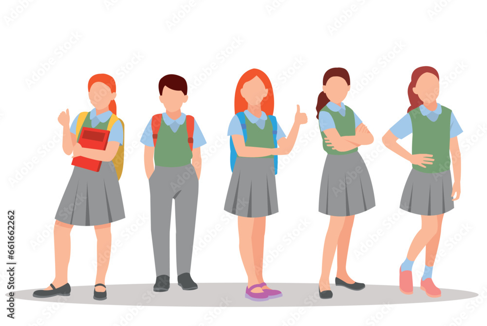 vector illustration of students in different postures vector illustration of students in different postures