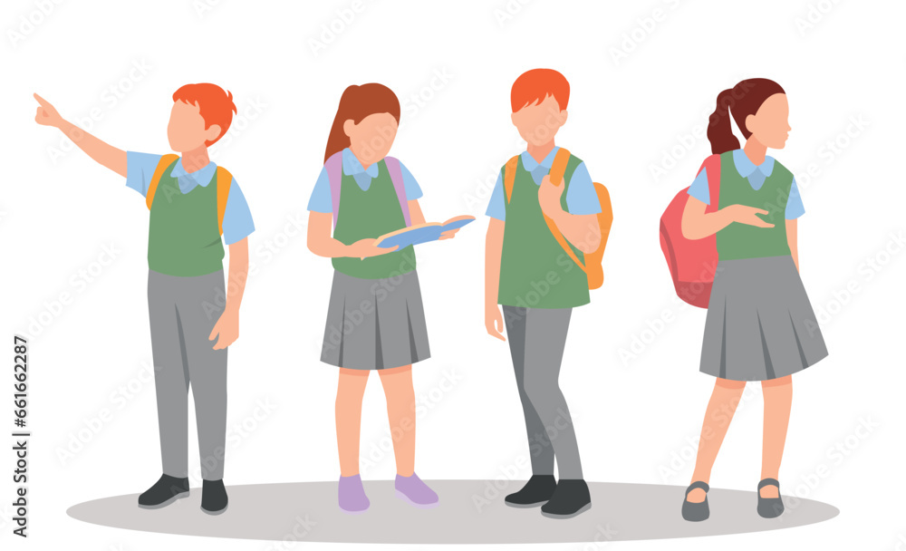 Obraz premium vector illustration of students in different postures