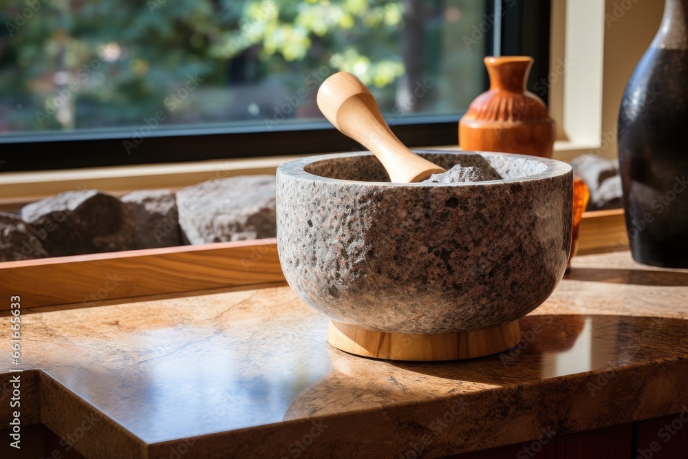 Kitchen granite mortar photographed Kitchen granite mortar photographed