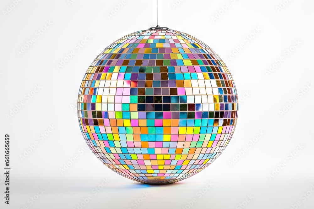 Fototapeta premium Large mirrored sphere with colorful reflections on white background