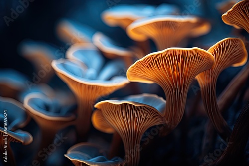 Macro image of abstract background featuring Sajor caju mushroom photo