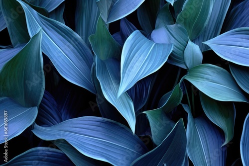 Macro photography of Cordyline leaves with an abstract blue texture pattern