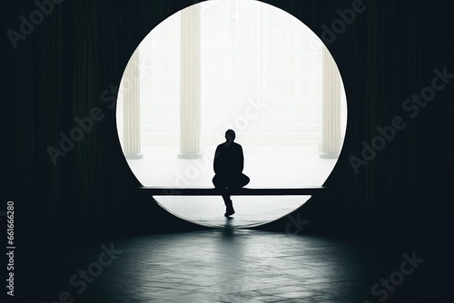 silhouette of a person  a person who cherishes solitude  finding peace in silently contemplating the world around them  lost in introspection about life s purpose