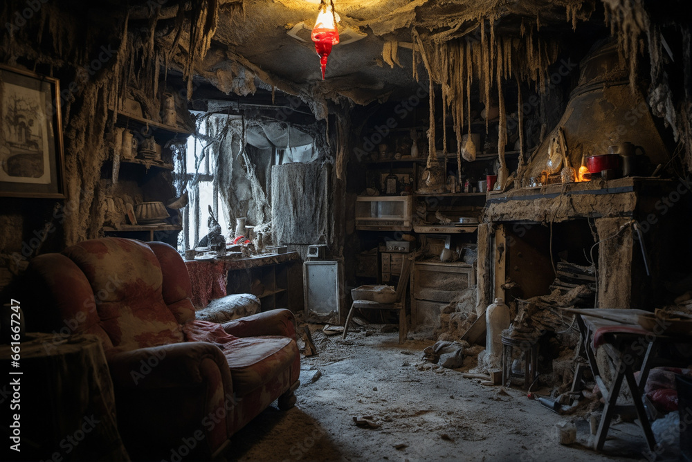 Entdecken Sie das Geheimnis: Verlassenes Wohnzimmer voller Geschichten und verborgener Schätze