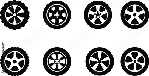 Set of wheel Rubber Tiers icons for business for your website. To make attractive design on very good design to show up you business. Tires royalty free vectors art isolated on transparent background.