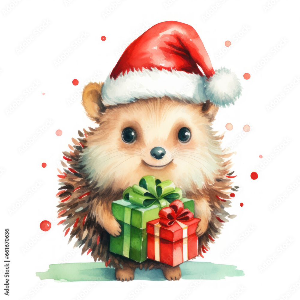 Cute Christmas Hedgehog created with Generative AI technology Cute Christmas Hedgehog created with Generative AI technology