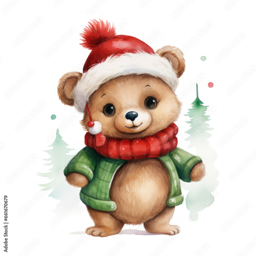 Cute Christmas Bear created with Generative AI technology Cute Christmas Bear created with Generative AI technology