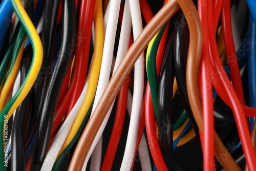 New colorful electrical wires as background, closeup