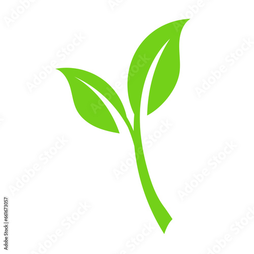 Vector ecology green leaf simple icon symbol