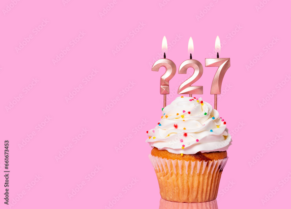 Birthday Cake With Candle Question Mark And Number 27 Birthday Cake With Candle Question Mark And Number 27