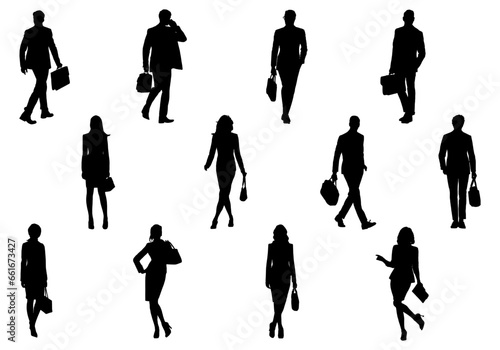 silhouettes of business people set