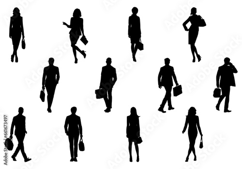silhouettes of business people set vector
