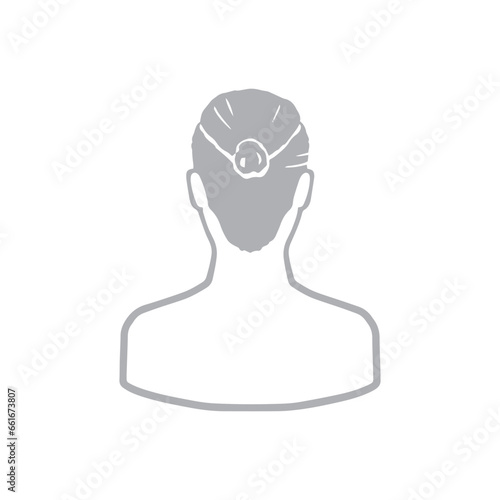 マンバン男性後ろ姿シルエットアイコン　グレー