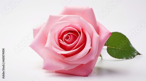 Portrait beautiful pink rose flower isolated on white background AI Generative