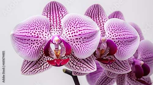 Portrait beautiful purple orchid flower isolated on white background AI Generative