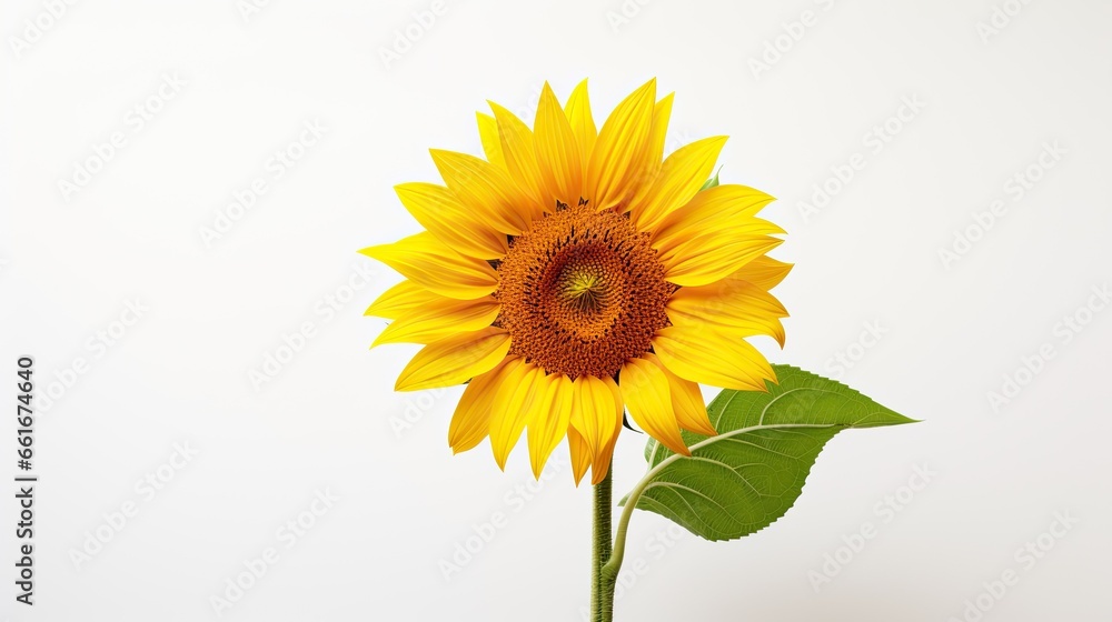 Obraz premium Portrait beautiful sunflower isolated on white background AI Generative