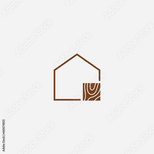 Wood floor interior logo design illustration vector template