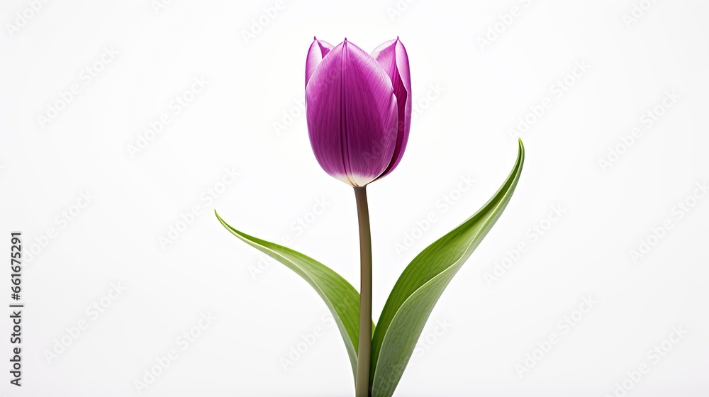 Portrait beautiful purple tulip flower isolated on white background AI Generative Portrait beautiful purple tulip flower isolated on white background AI Generative