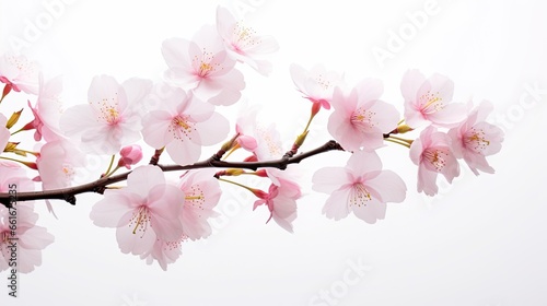 Portrait beautiful pink cherry blossom flower isolated on white background AI Generative