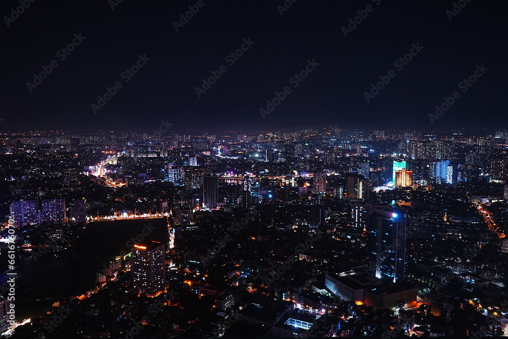 custom made wallpaper toronto digitalAerial View of Hanoi City from Top of Hanoi, Rooftop Bar at Night in Vietnam - ベトナム ハノイ 夜景