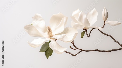 Portrait beautiful white magnolia flower isolated on white background AI Generative