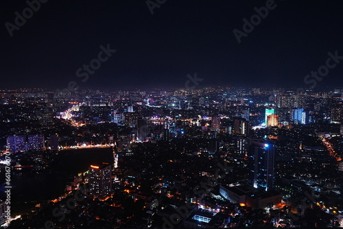 Aerial View of Hanoi City from Top of Hanoi, Rooftop Bar at Night in Vietnam - ベトナム ハノイ 夜景 © Eric Akashi