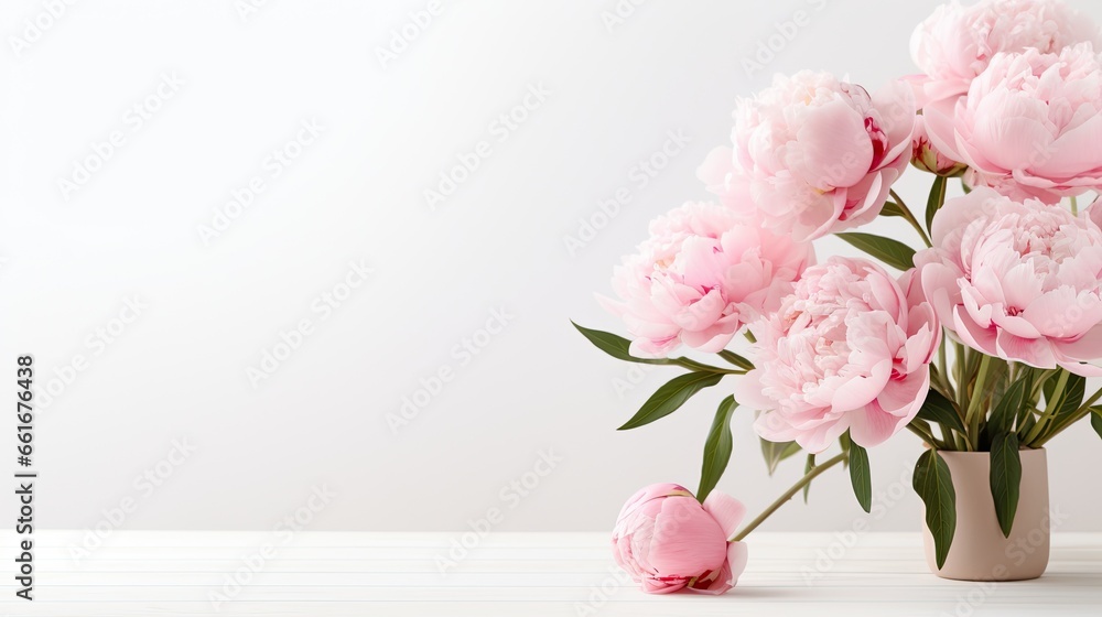 Portrait beautiful pink peony flower AI Generative