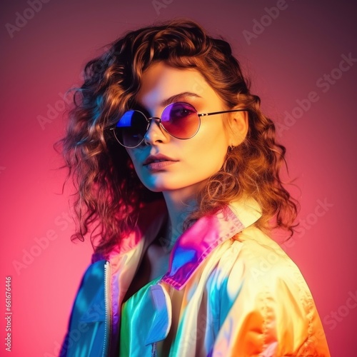 Wallpaper Mural Stylish Woman with Pink Background, 1990s fashion, 90s fashion Torontodigital.ca