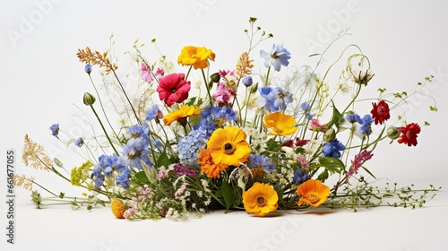 Portrait Beautiful mix wild flowers AI Generative