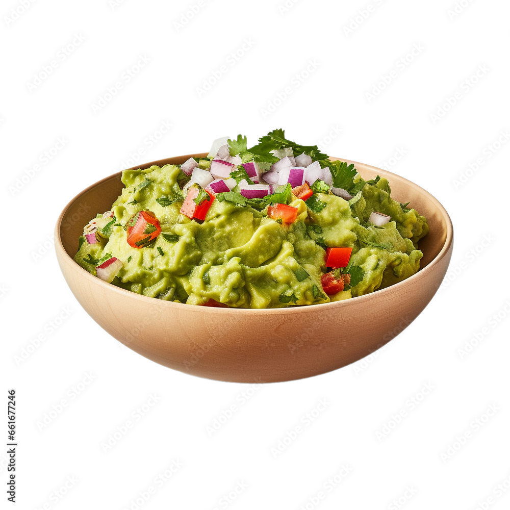 bowl of guacamole isolated on white background, ai generated bowl of guacamole isolated on white background, ai generated