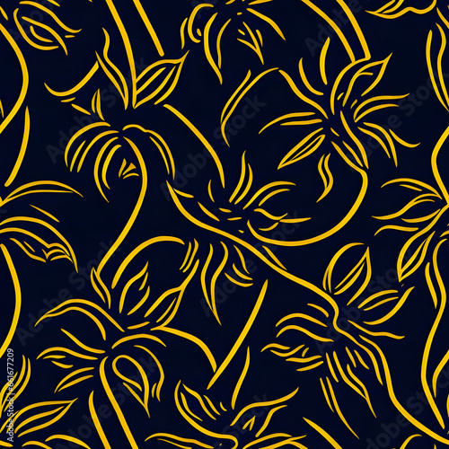 Cute Floral and leaf pattern in the small flower. "Ditsy print". Motifs scattered random. Seamless repeat pattern design. Elegant template for fashion prints. Printing in dark background © vian