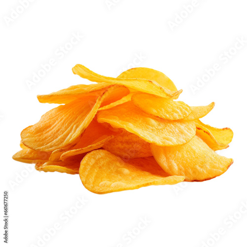 potato chips isolated on white background, ai generated