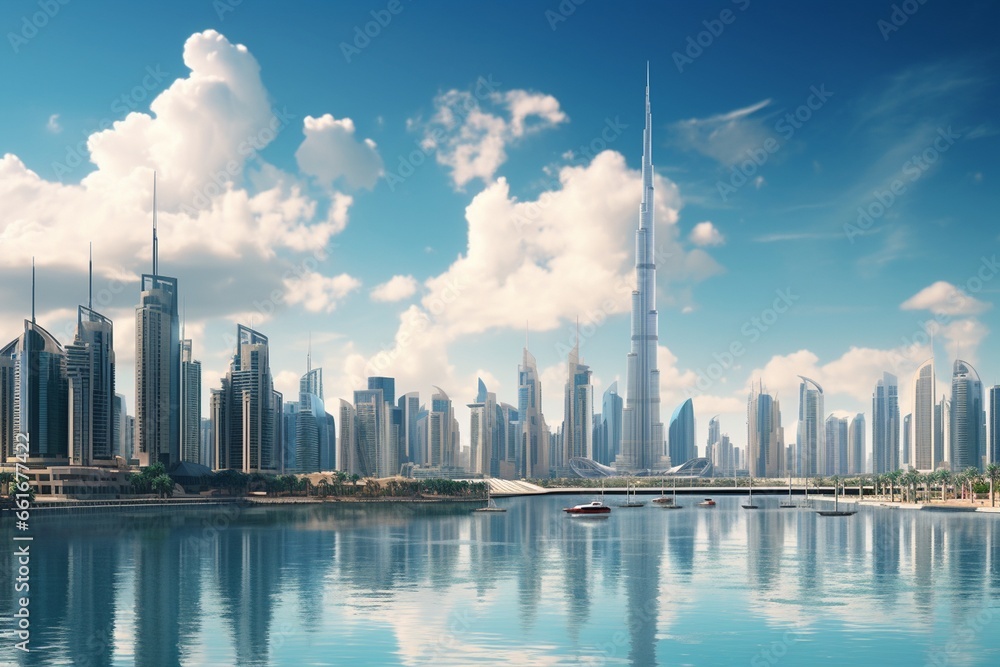 Obraz premium city skyline, Generative AI