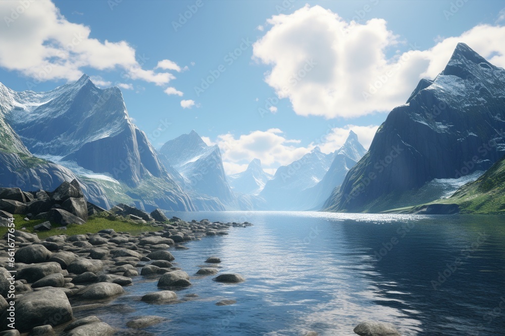 lake in the mountains, Generative AI