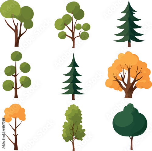 Beautiful and lovely cartoon trees tale book vector set 