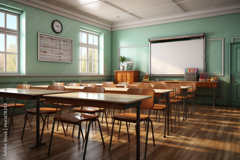 Interior of a classroom with natural light
