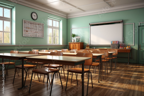 Interior of a classroom with natural light 