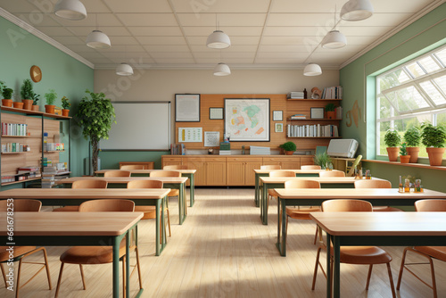 Interior of a classroom with natural light 