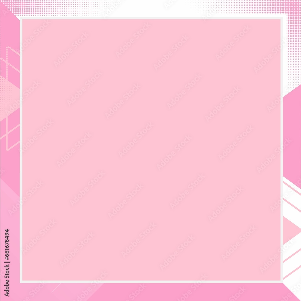 Pink geometric background, pink frame with geometric background