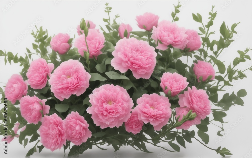 Pink flowers in white background from Generative AI