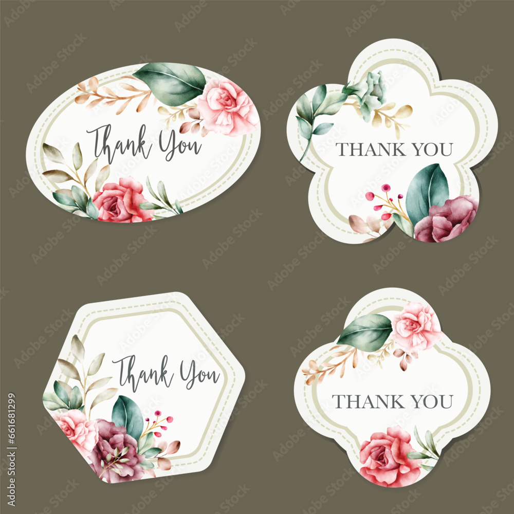 Naklejka premium handdrawn watercolor floral label collection
