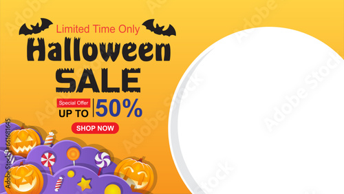 Happy Halloween simple background copy space for mobile Vector illustration. perfect for banners or poster party invitations mobile with space reserved for text