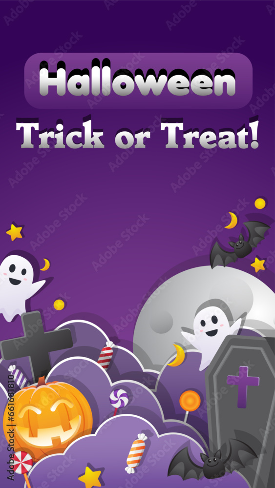 Happy Halloween poster background copy space in paper cut style Vector illustration. perfect for banners or poster party invitations with space reserved for text