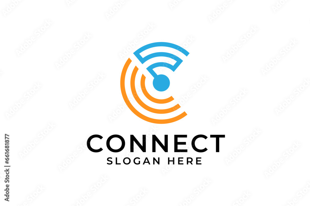 Letter C connect icon logo design template Letter C connect icon logo design template