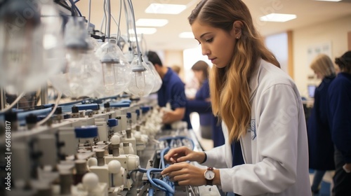 A classroom of students engrossed in hands-on experiments 